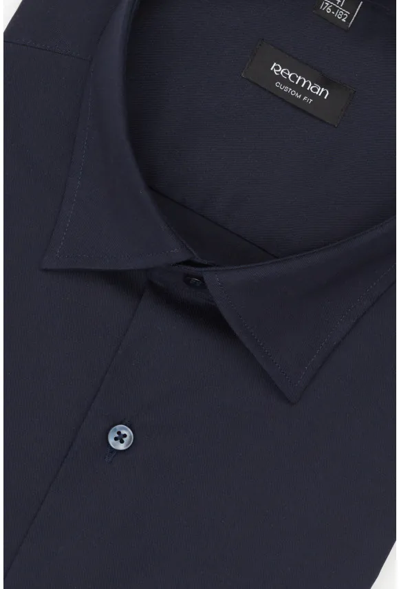 KOSZULA VERSONE 3292E DŁUGI RĘKAW CUSTOM FIT GRANATOWA Z BAWEŁNY