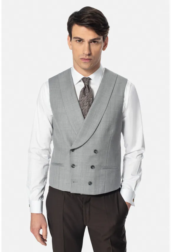 KAMIZELKA GIRADON SLIM FIT SZARA DWURZĘDOWA Z WEŁNĄ