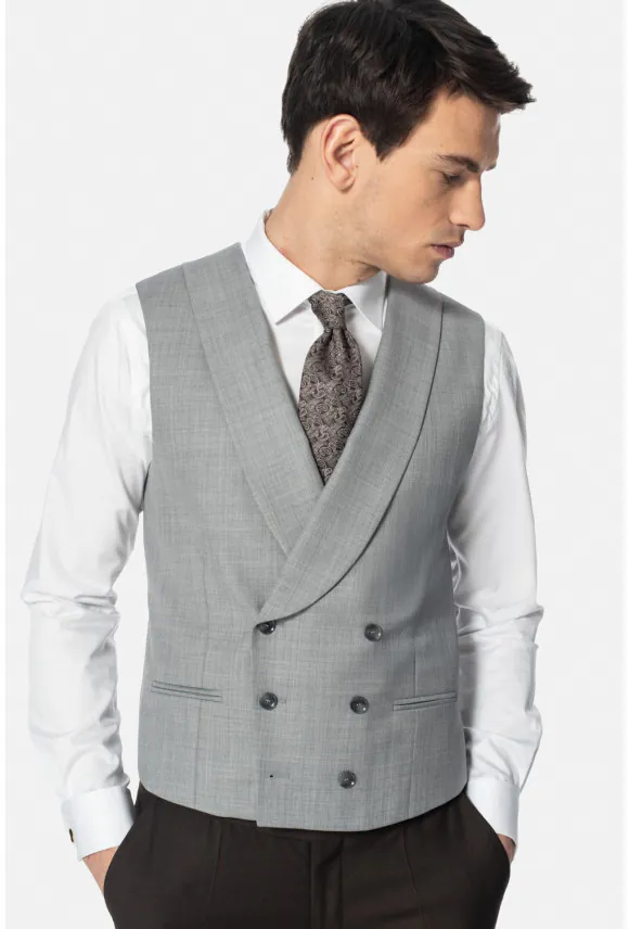 KAMIZELKA GIRADON SLIM FIT SZARA DWURZĘDOWA Z WEŁNĄ