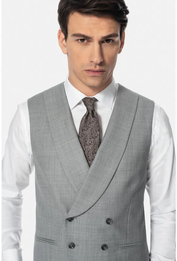 KAMIZELKA GIRADON SLIM FIT SZARA DWURZĘDOWA Z WEŁNĄ