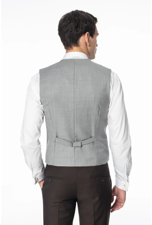 KAMIZELKA GIRADON SLIM FIT SZARA DWURZĘDOWA Z WEŁNĄ