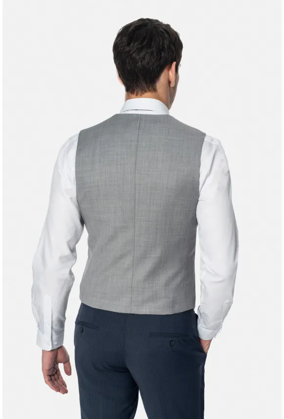 KAMIZELKA TELDEN SLIM FIT SZARA DWURZĘDOWA Z WEŁNĄ