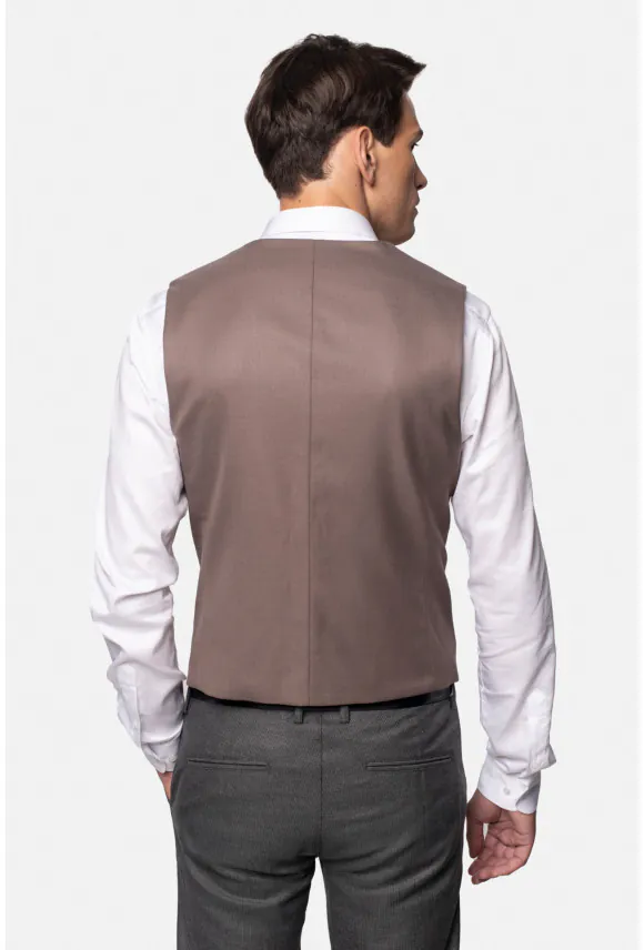 KAMIZELKA MOLINOS SLIM FIT BRĄZOWA JEDNORZĘDOWA Z WEŁNĄ