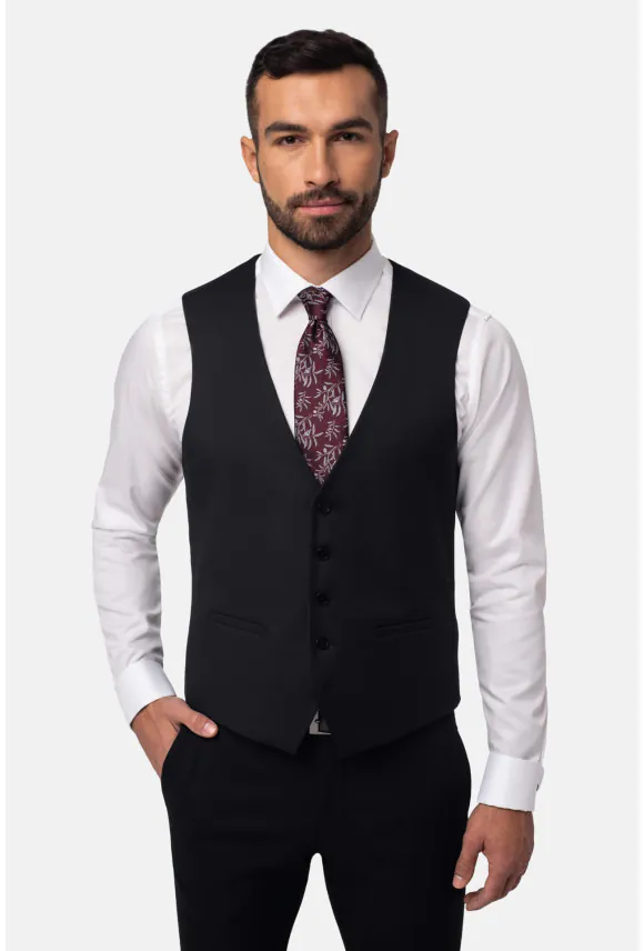 KAMIZELKA BERNETOS SLIM FIT CZARNA JEDNORZĘDOWA