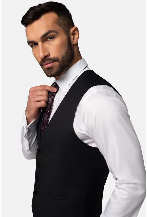 KAMIZELKA BERNETOS SLIM FIT CZARNA JEDNORZĘDOWA