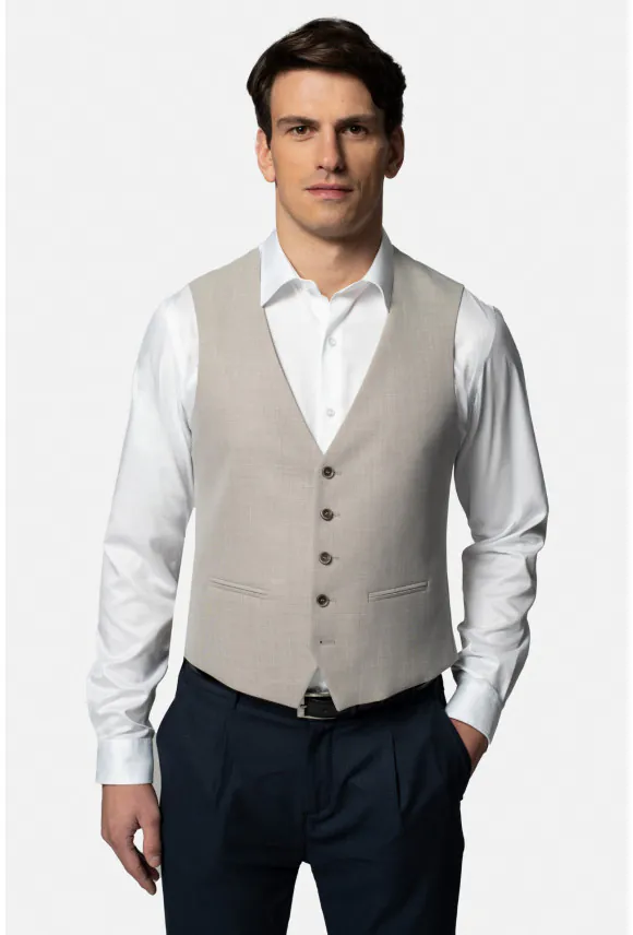 KAMIZELKA MOLARAL SLIM FIT BEŻOWA JEDNORZĘDOWA
