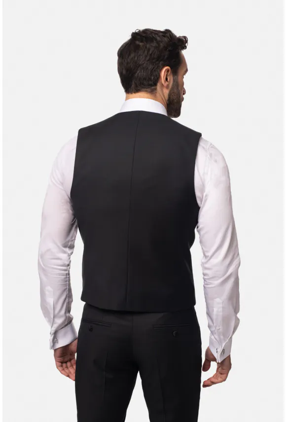 KAMIZELKA WINOLIA SLIM FIT CZARNA JEDNORZĘDOWA Z WEŁNĄ