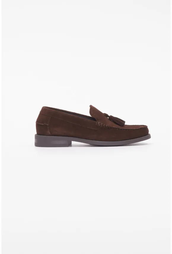 OBUWIE LOAFERSY F13843 BRĄZOWE Z ZAMSZU