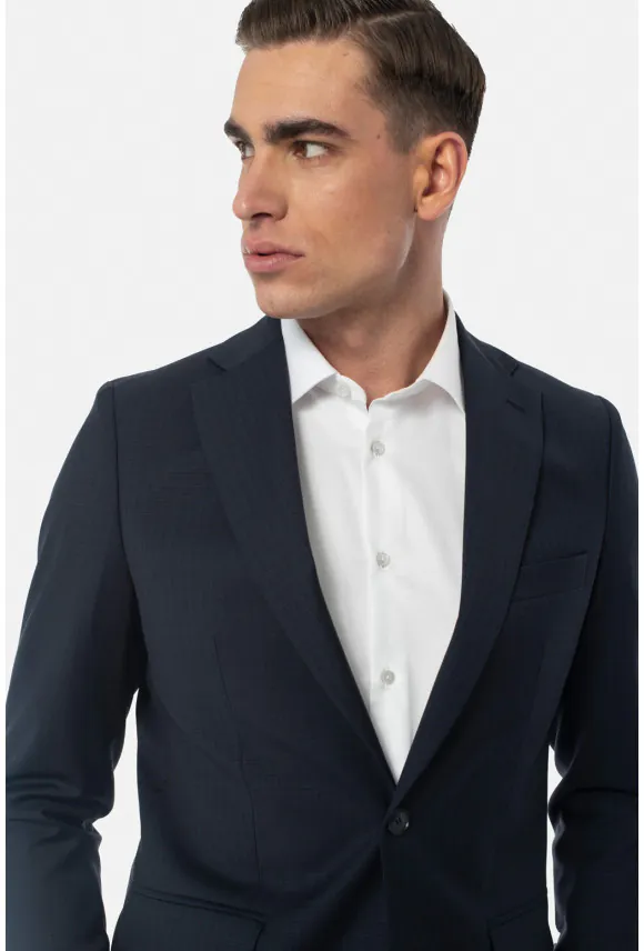 MARYNARKA NEWIN GRANATOWA SLIM FIT JEDNORZĘDOWA Z WEŁNY