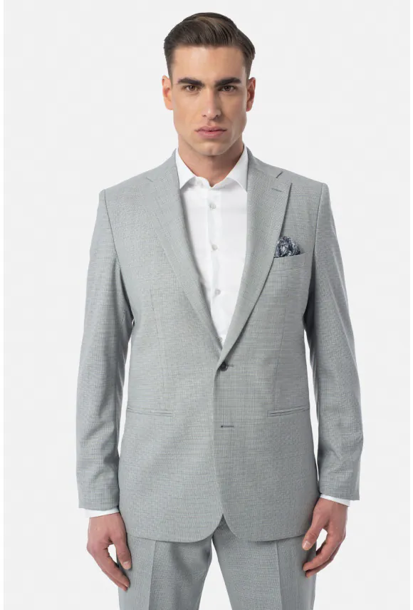 MARYNARKA TIRIA SZARA SLIM FIT JEDNORZĘDOWA Z WEŁNY