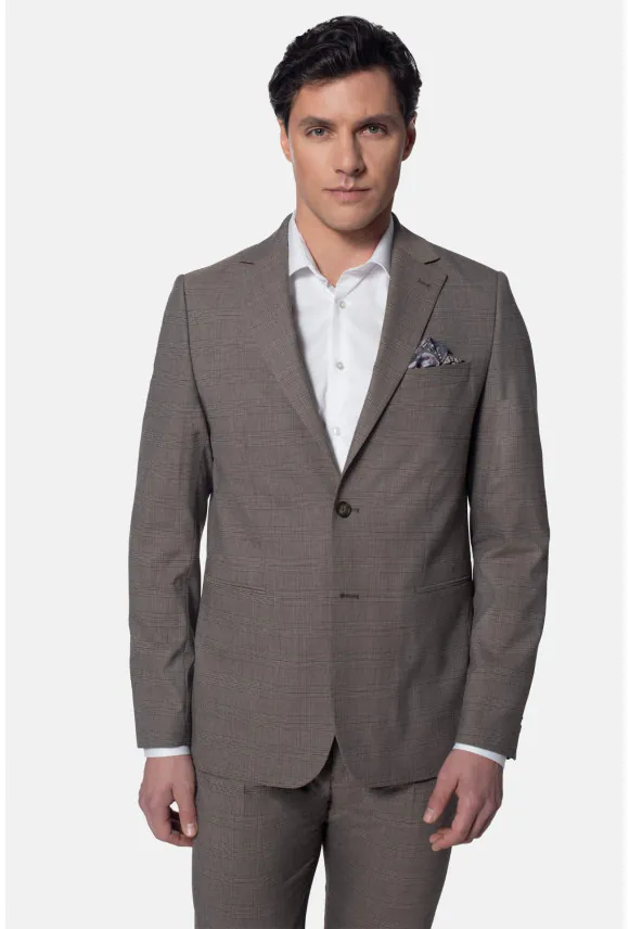 MARYNARKA ORMETO BRĄZOWA SLIM FIT JEDNORZĘDOWA