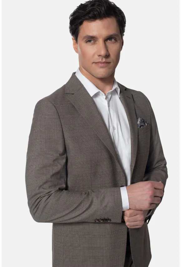 MARYNARKA ORMETO BRĄZOWA SLIM FIT JEDNORZĘDOWA