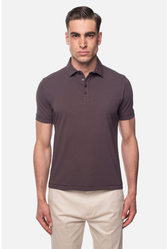 KOSZULKA POLO LIERMO BRĄZOWA 0001 Z BAWEŁNY TYPU JERSEY KOSZULKA POLO LIERMO BRĄZOWA 0001 Z BAWEŁNY TYPU JERSEY
