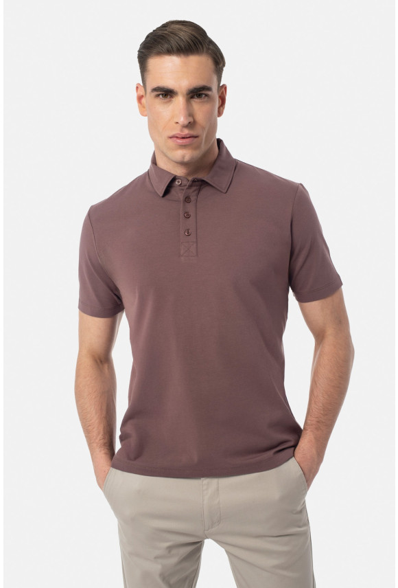 KOSZULKA POLO LIERMO FIOLETOWA Z BAWEŁNY TYPU JERSEY KOSZULKA POLO LIERMO FIOLETOWA Z BAWEŁNY TYPU JERSEY