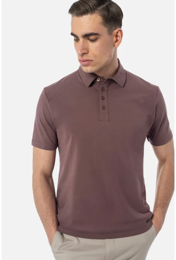 KOSZULKA POLO LIERMO FIOLETOWA Z BAWEŁNY TYPU JERSEY