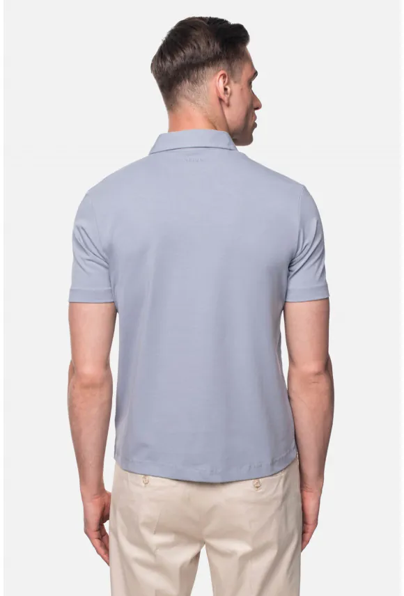 KOSZULKA POLO LIERMO BŁĘKITNA Z BAWEŁNY TYPU JERSEY