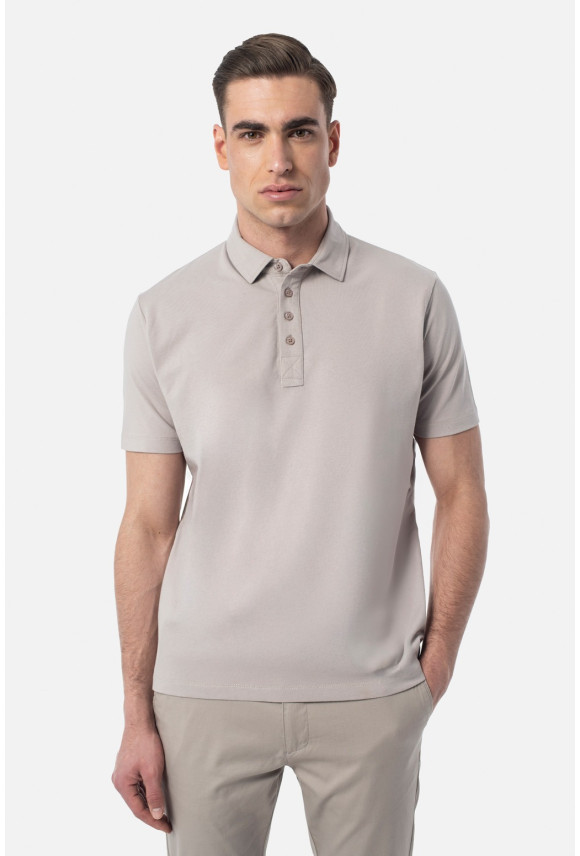 KOSZULKA POLO LIERMO BEŻOWA 0001 Z BAWEŁNY TYPU JERSEY KOSZULKA POLO LIERMO BEŻOWA 0001 Z BAWEŁNY TYPU JERSEY