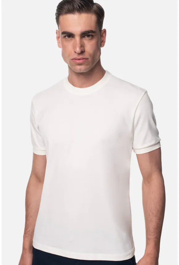 T SHIRT MORAND ECRU Z BAWEŁNY TYPU PIKA