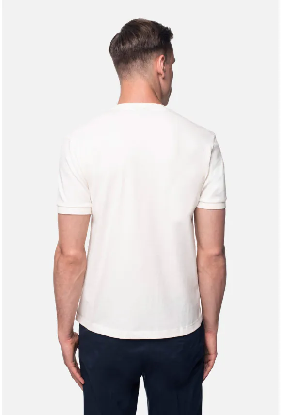 T SHIRT MORAND ECRU Z BAWEŁNY TYPU PIKA