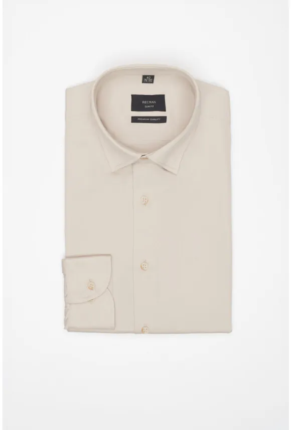 KOSZULA VERSONE 3308C DŁUGI RĘKAW SLIM FIT BEŻOWA 0001 Z MODALEM