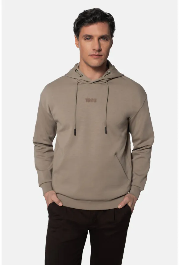 BLUZA PELOS Z OKRĄGŁYM DEKOLTEM BEŻOWA Z BAWEŁNY
