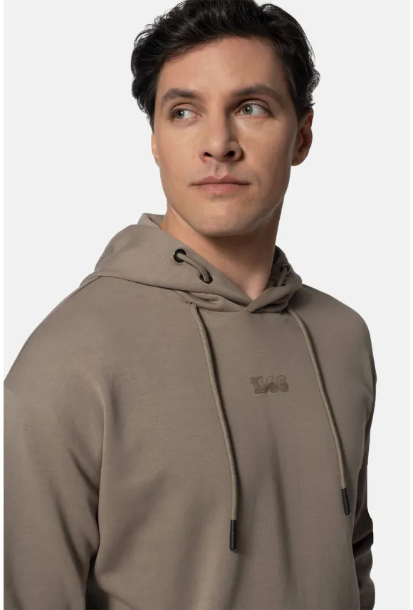 BLUZA PELOS Z OKRĄGŁYM DEKOLTEM BEŻOWA Z BAWEŁNY