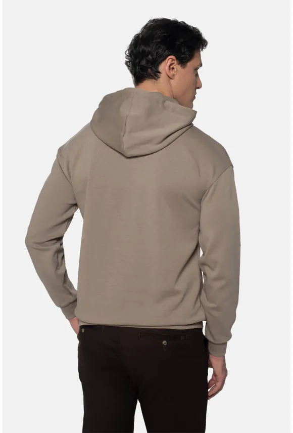 BLUZA PELOS Z OKRĄGŁYM DEKOLTEM BEŻOWA Z BAWEŁNY