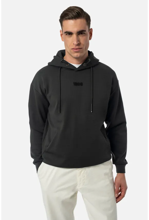 BLUZA PELOS Z OKRĄGŁYM DEKOLTEM GRAFITOWA Z BAWEŁNY