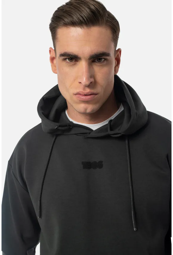 BLUZA PELOS Z OKRĄGŁYM DEKOLTEM GRAFITOWA Z BAWEŁNY