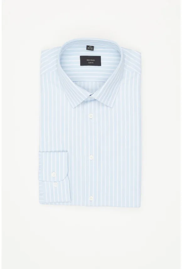 KOSZULA COFINO 3339T DŁUGI RĘKAW SLIM FIT BŁĘKITNA Z BAWEŁNĄ