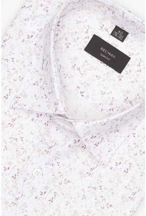 KOSZULA COLINE 3336E DŁUGI RĘKAW SLIM FIT BEŻOWA Z BAWEŁNY