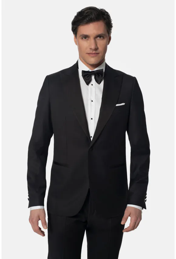 MARYNARKA WINIS CZARNA SLIM FIT JEDNORZĘDOWA Z WEŁNĄ
