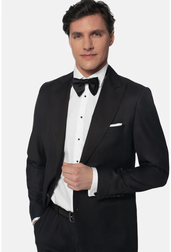 MARYNARKA WINIS CZARNA SLIM FIT JEDNORZĘDOWA Z WEŁNĄ