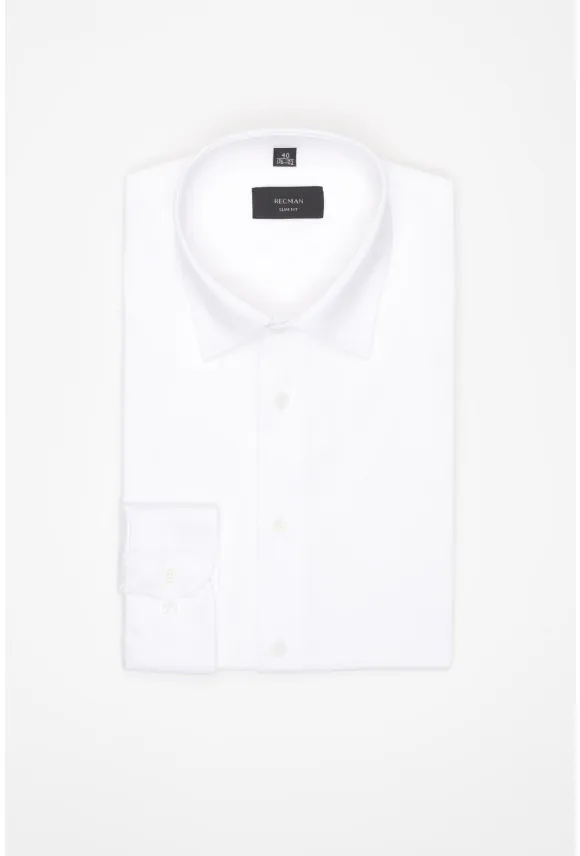 KOSZULA FORMENTO 3340 DŁUGI RĘKAW SLIM FIT BIAŁA Z DZIANINY