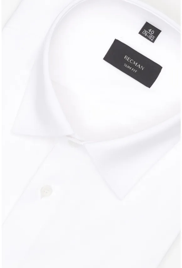 KOSZULA FORMENTO 3340 DŁUGI RĘKAW SLIM FIT BIAŁA Z DZIANINY