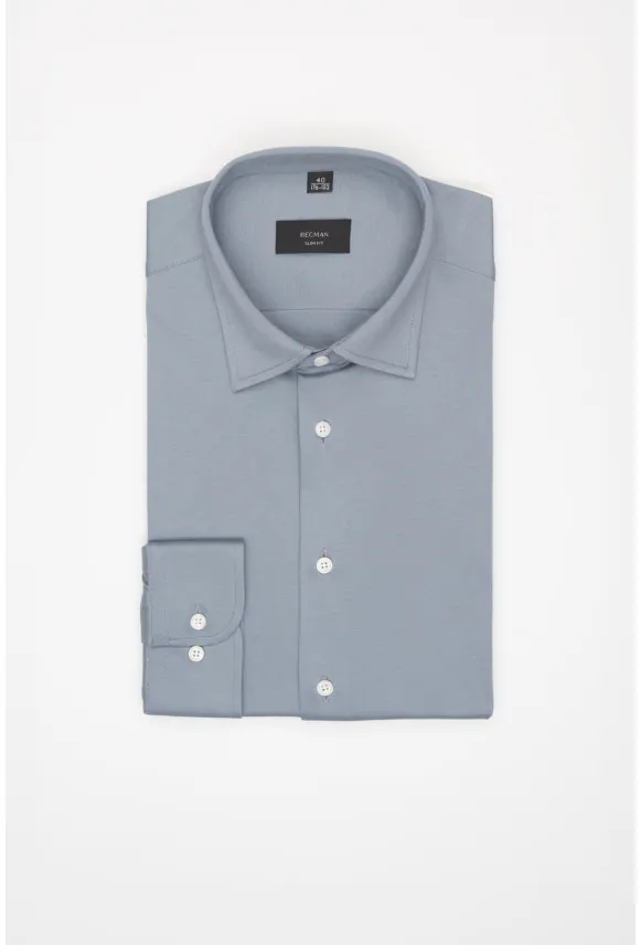 KOSZULA FORMENTO 3340 DŁUGI RĘKAW SLIM FIT BŁĘKITNA Z DZIANINY
