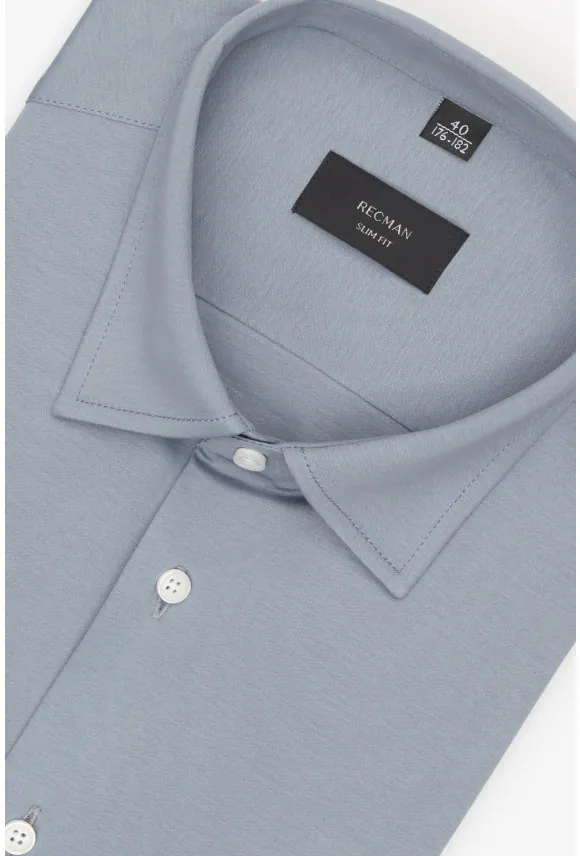 KOSZULA FORMENTO 3340 DŁUGI RĘKAW SLIM FIT BŁĘKITNA Z DZIANINY