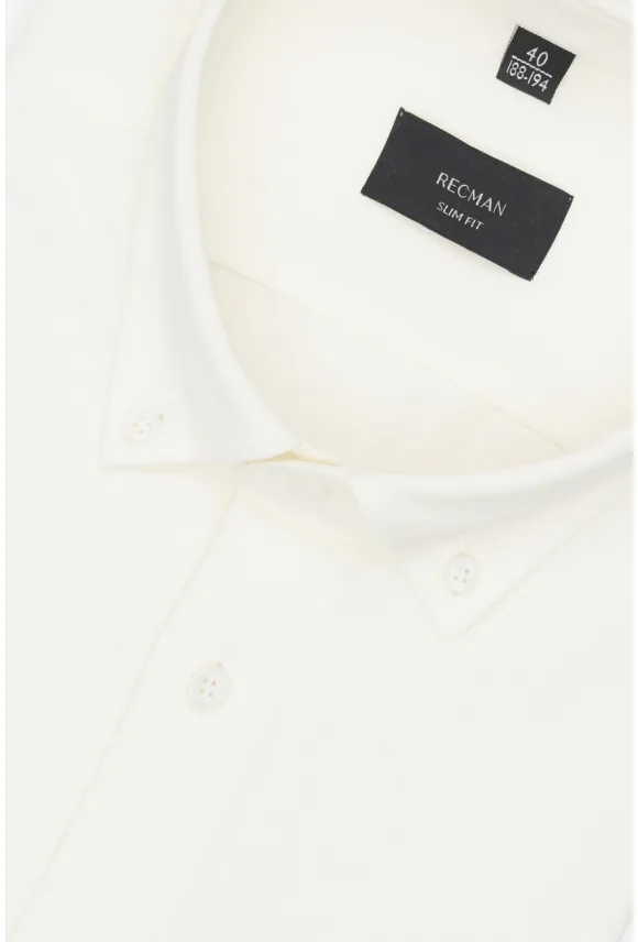 KOSZULA FORMENTO 3341 DŁUGI RĘKAW SLIM FIT ECRU Z DZIANINY