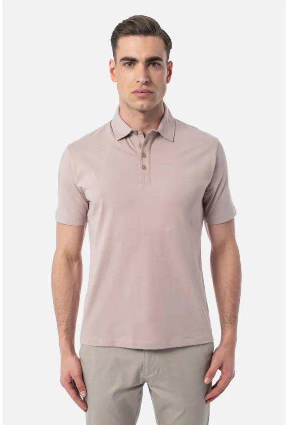 KOSZULKA POLO LIERMO RÓŻOWA 0001 Z BAWEŁNY TYPU JERSEY