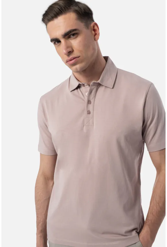 KOSZULKA POLO LIERMO RÓŻOWA 0001 Z BAWEŁNY TYPU JERSEY
