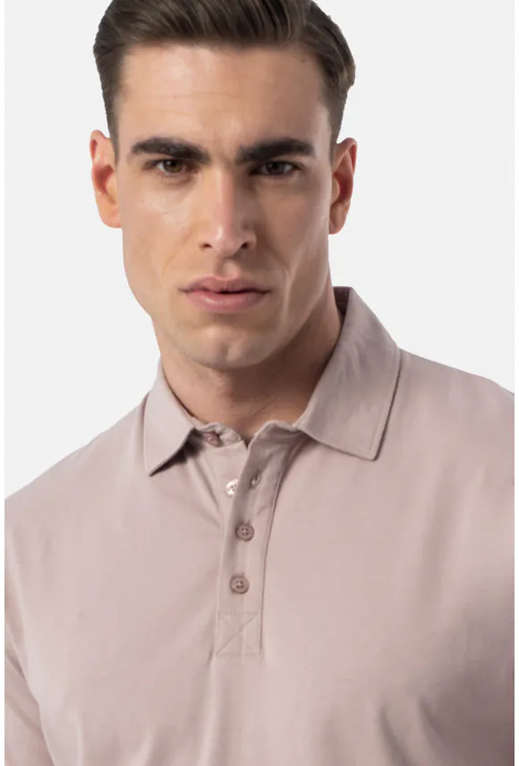 KOSZULKA POLO LIERMO RÓŻOWA 0001 Z BAWEŁNY TYPU JERSEY