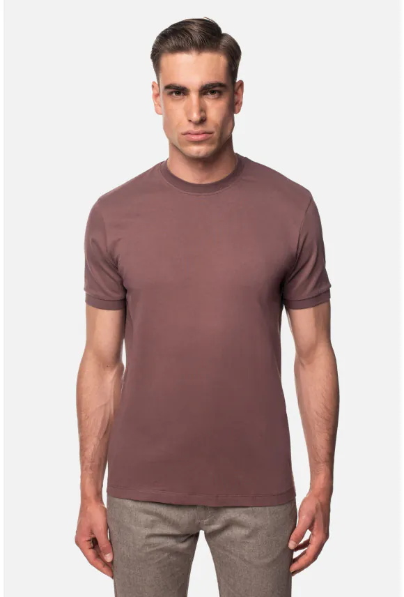 T SHIRT MORAND FIOLETOWY Z BAWEŁNY TYPU PIKA