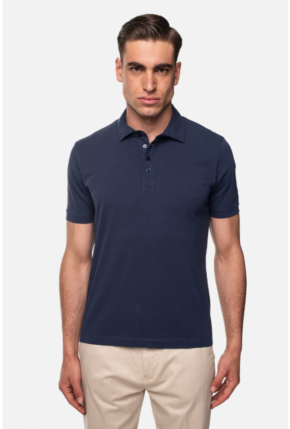 KOSZULKA POLO LIERMO GRANATOWA 0002 Z BAWEŁNY TYPU JERSEY KOSZULKA POLO LIERMO GRANATOWA 0002 Z BAWEŁNY TYPU JERSEY
