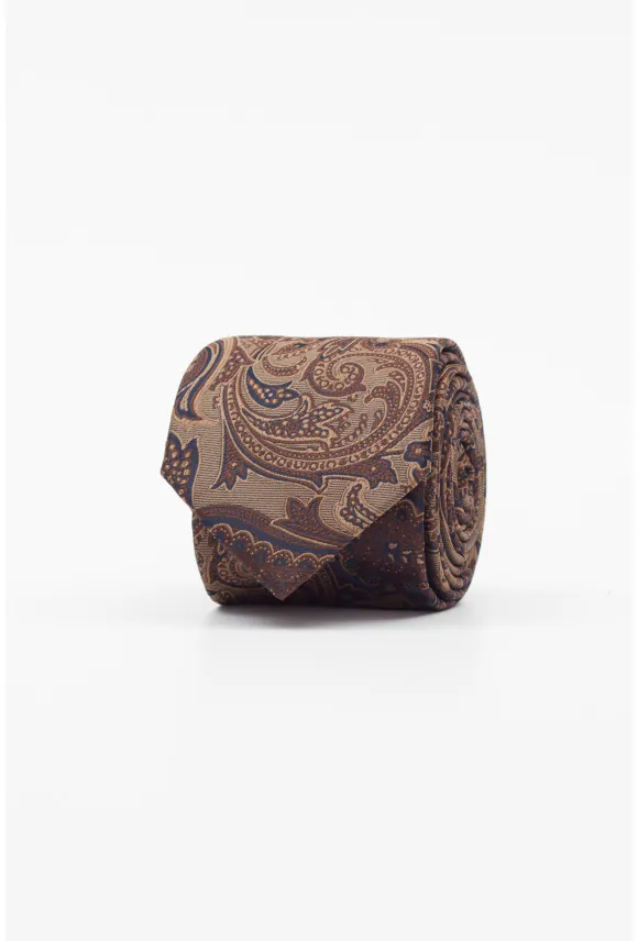 KRAWAT PAISLEY BRĄZOWY 223