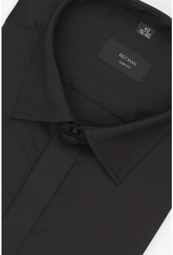 KOSZULA SAVERNE 3292 SP SLIM FIT CZARNA Z BAWEŁNY