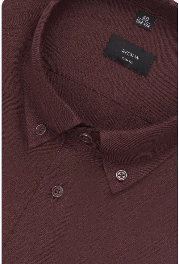KOSZULA FORMENTO 3258D DŁUGI RĘKAW SLIM FIT BORDOWA FLANELOWA