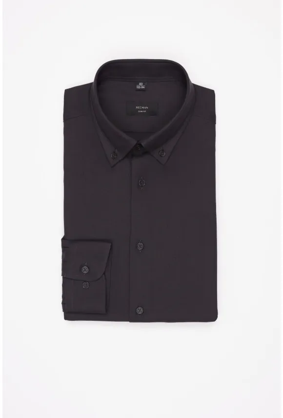 KOSZULA FORMENTO 3258D DŁUGI RĘKAW SLIM FIT GRAFITOWA FLANELOWA