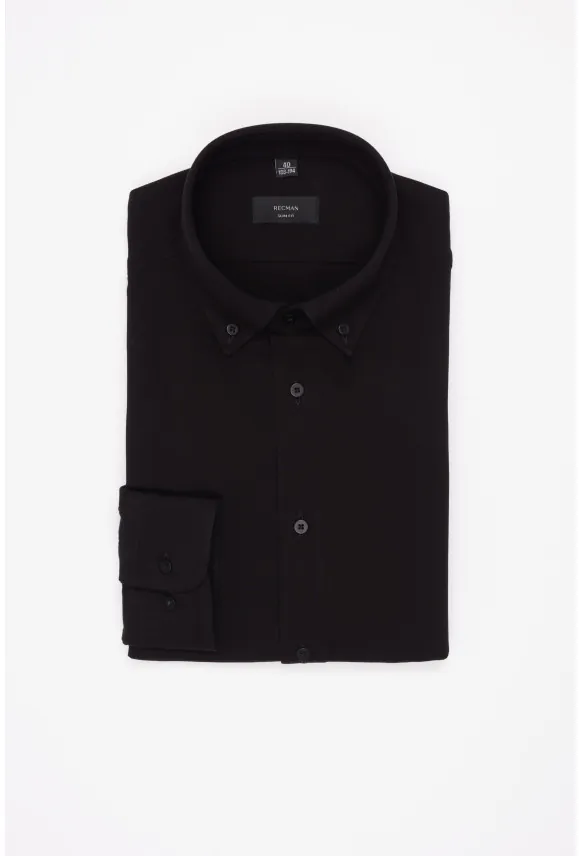 KOSZULA CORSINI 3314D DŁUGI RĘKAW SLIM FIT CZARNA Z BAWEŁNY