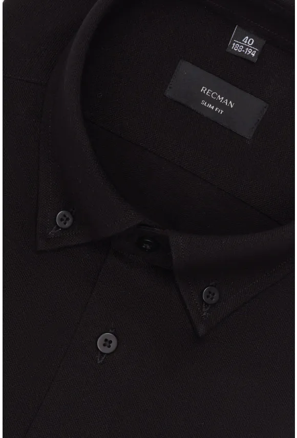 KOSZULA CORSINI 3314D DŁUGI RĘKAW SLIM FIT CZARNA Z BAWEŁNY