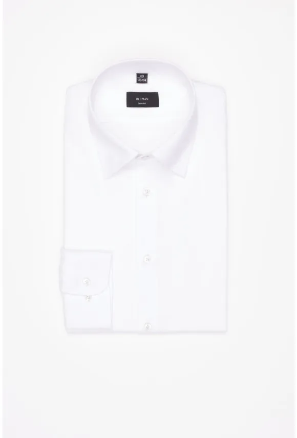 KOSZULA CORSINI 3347D DŁUGI RĘKAW SLIM FIT BIAŁA Z BAWEŁNY